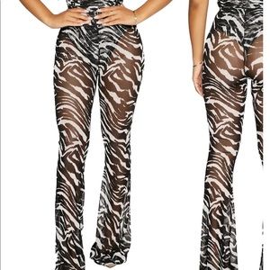 COPY - Naked Wardrobe Animal Print Mesh Bell Bottom Pants